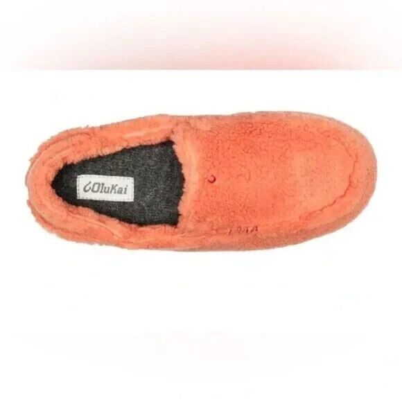 OluKai Nohea Heu Fuzzy Slipper Womens 6 Pikled Ginger Slip On NEW - Picture 2 of 4